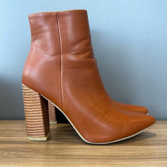 Cognac Heeled Booties, Size 37 - Picture 1 of 4